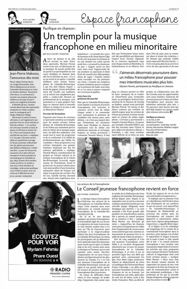 La Source (Volume 13, Numéro 22 - du 21 mai au 4 juin 2013)