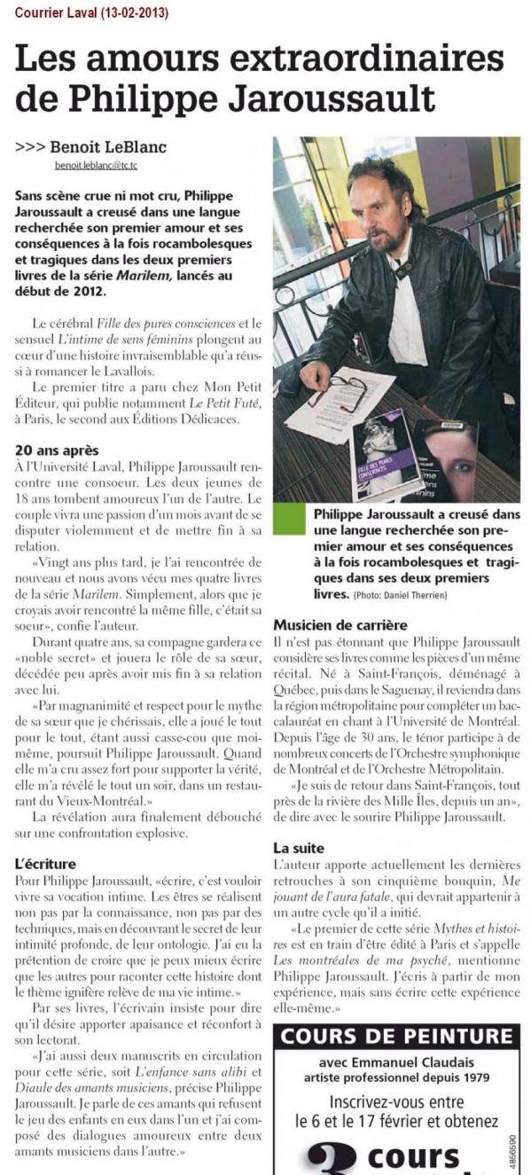 Philippe Jaroussault - Courrier Laval (13 février 2013)